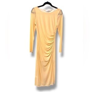 NWOT RHODE Buttercup Yellow Mesh Long sleeve Midi Dress Size 4